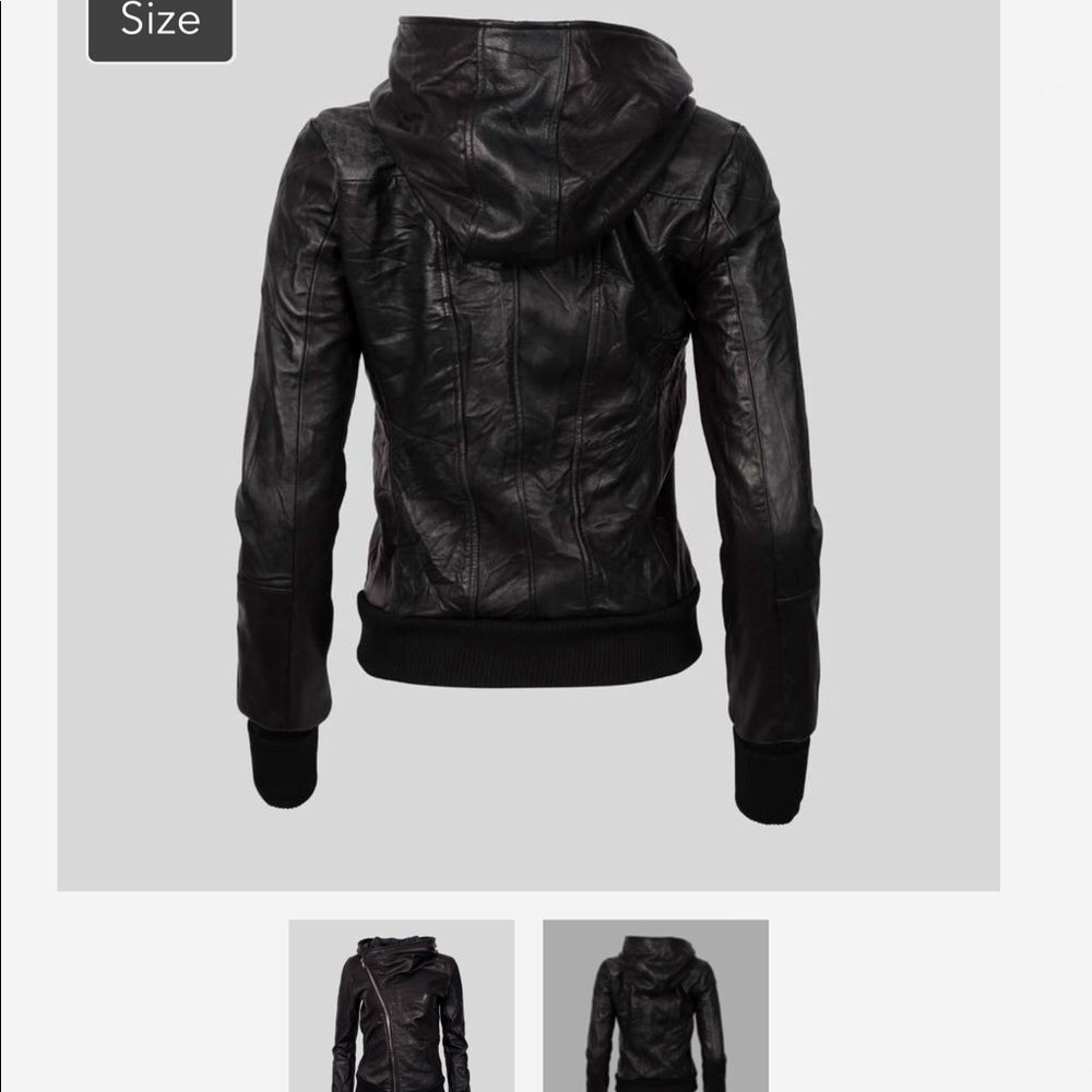 Pelechecoco reworked leather hooded Macy jacket